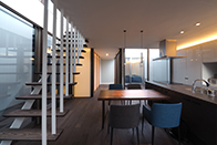 小松の中庭でつながる家